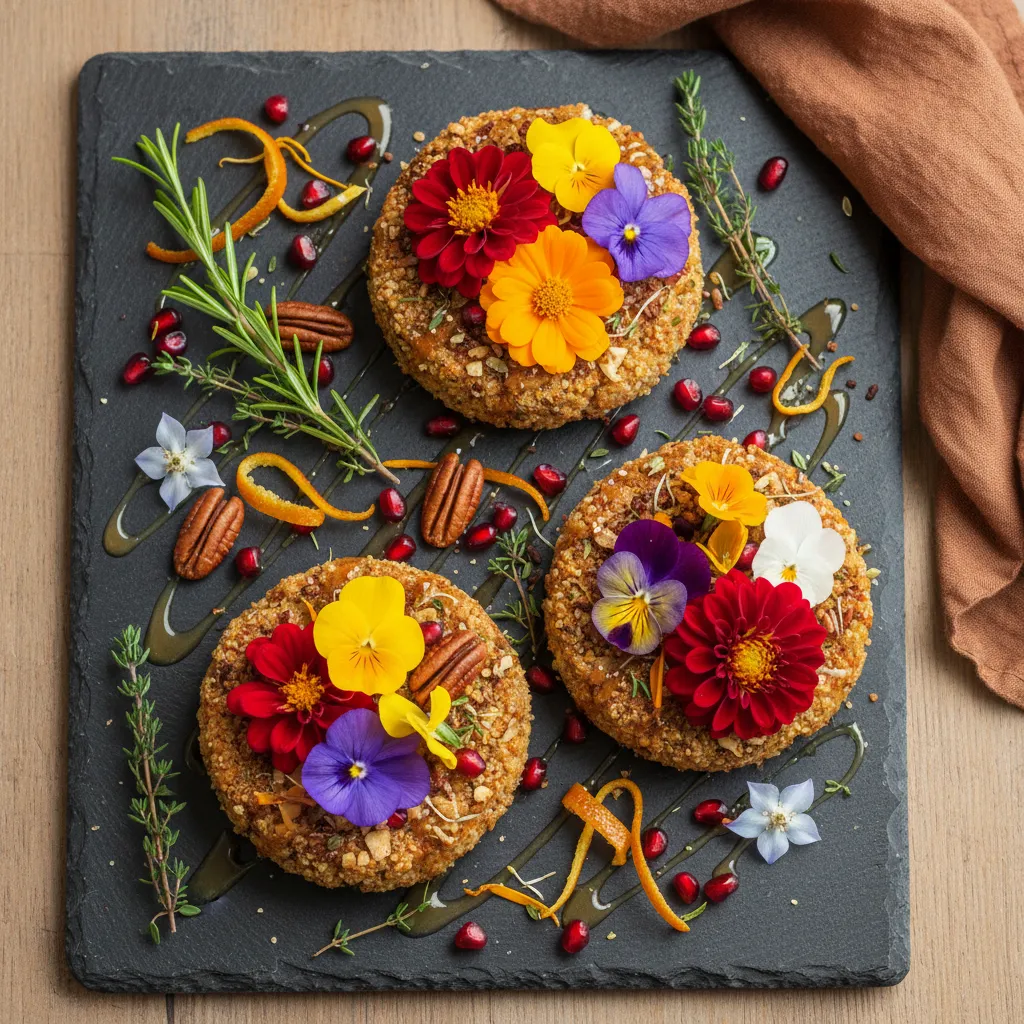 Autumn Harvest Edible Flower Quinoa Cakes