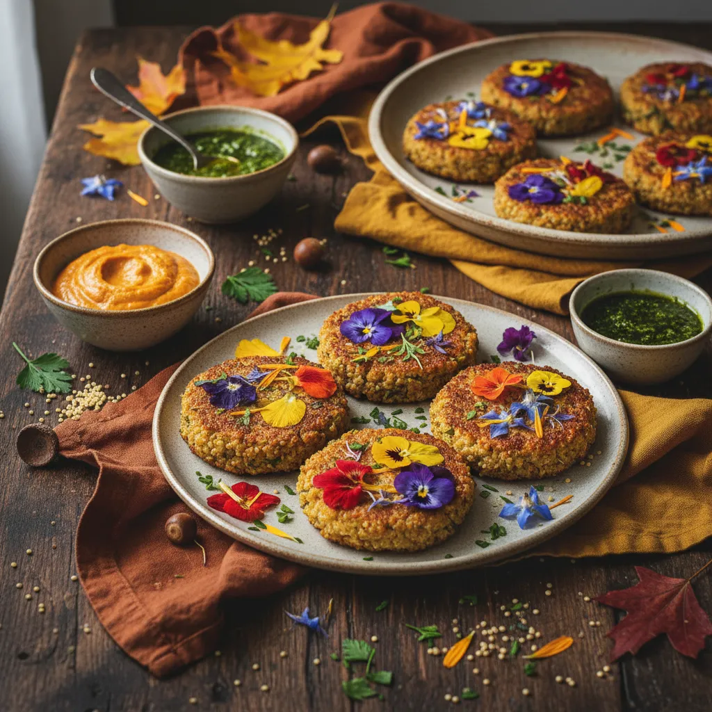 Autumn Harvest Edible Flower Quinoa Cakes