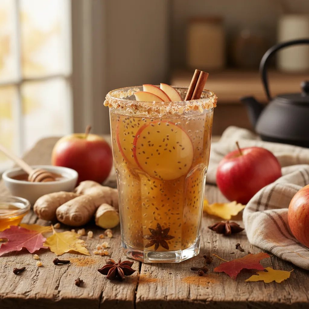 Autumn Spice Chia Lemonade with Ginger and Honeycrisp Apple