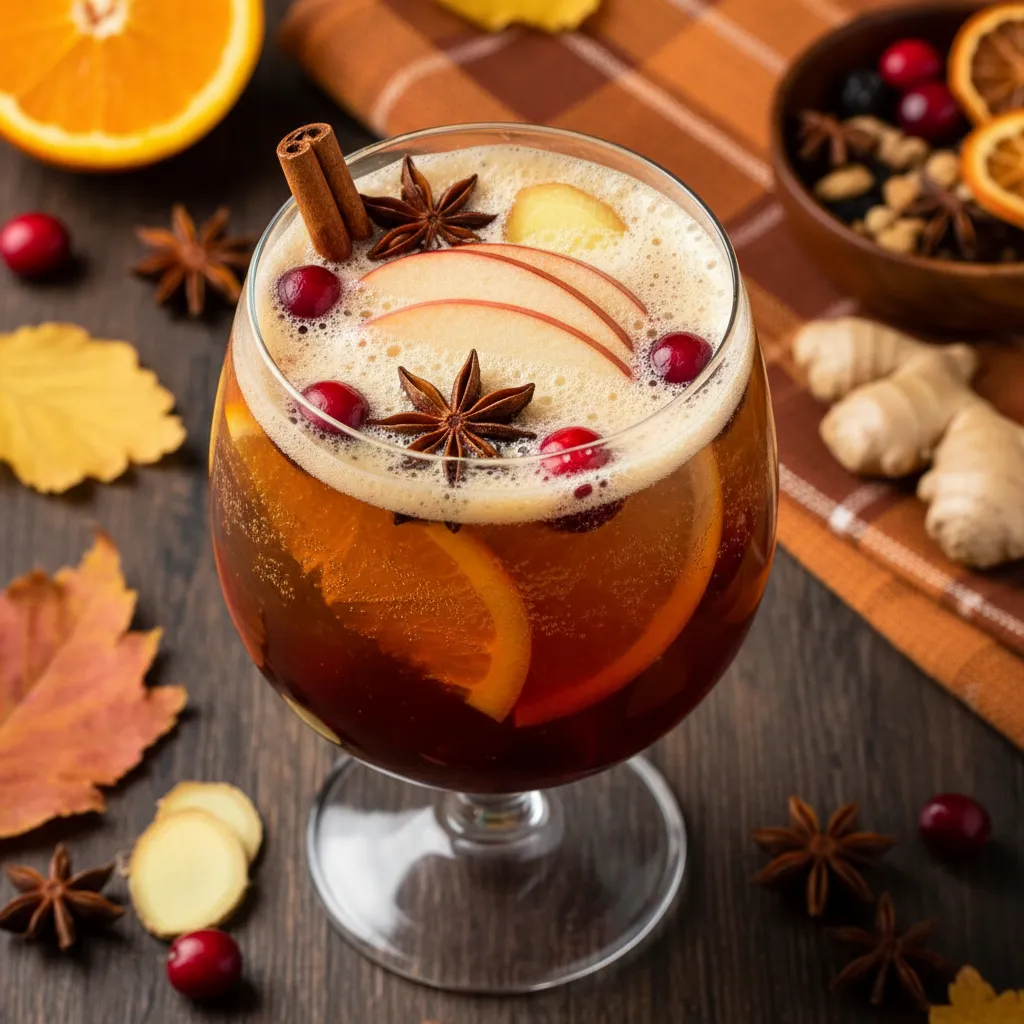 Autumn Spiced Apple-Orange Mocktail with Ginger Fizz