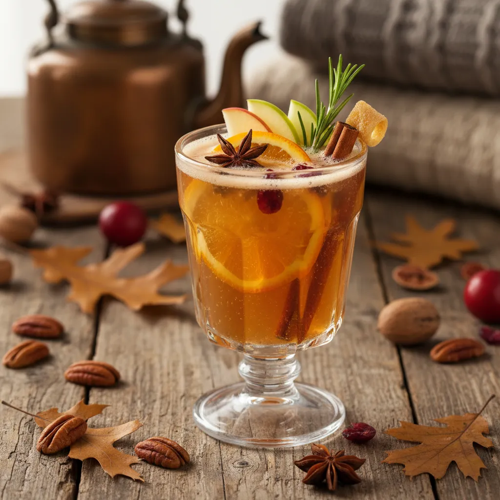 Autumn Spiced Apple-Orange Mocktail with Ginger Fizz