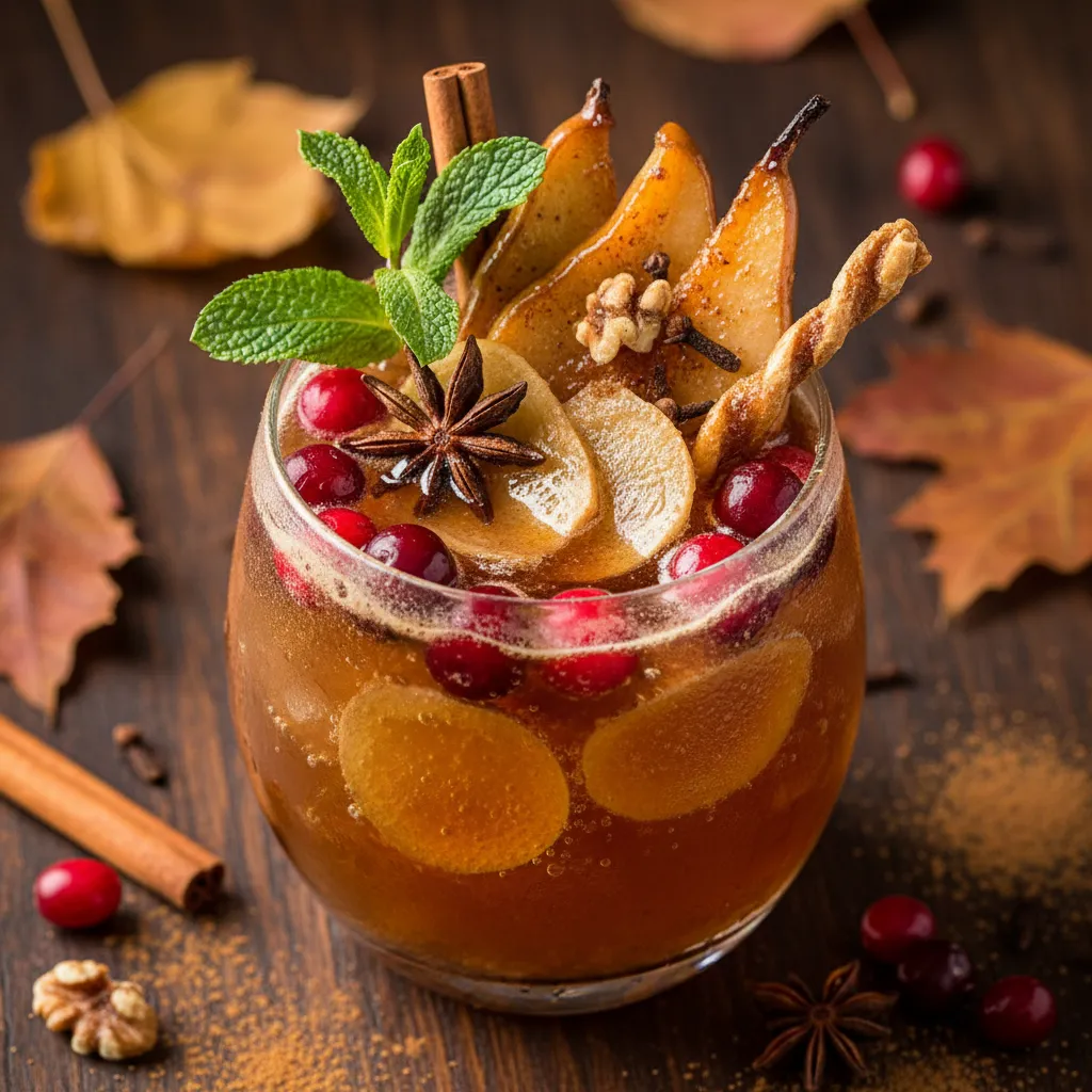 Autumn Spiced Caramelized Pear and Ginger Fizz