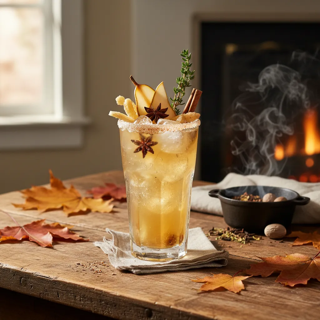 Autumn Spiced Caramelized Pear and Ginger Fizz