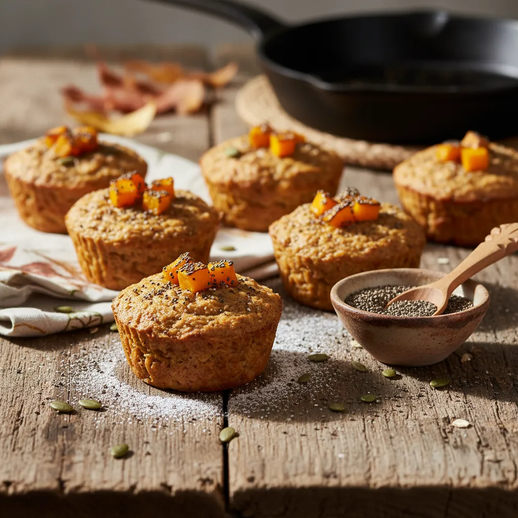 Baked Oatmeal Cups with Pumpkin and Chia Seeds