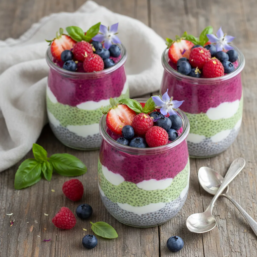 Berry Basil Bliss Chia Pudding Parfaits
