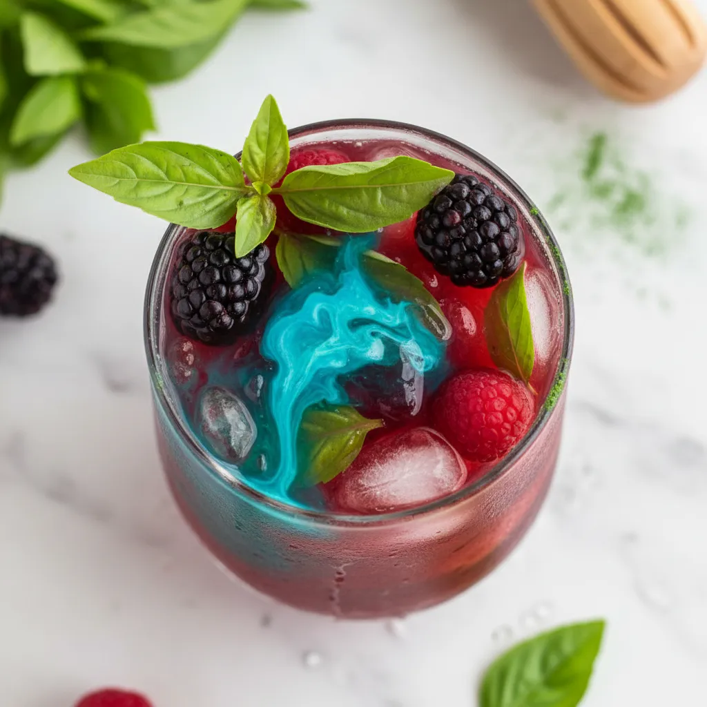 Berry Basil Infusion with Spirulina Splash
