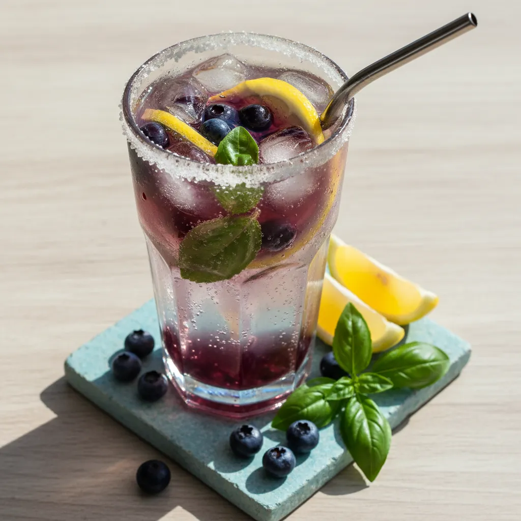 Blueberry Basil Lemonade Spritzer