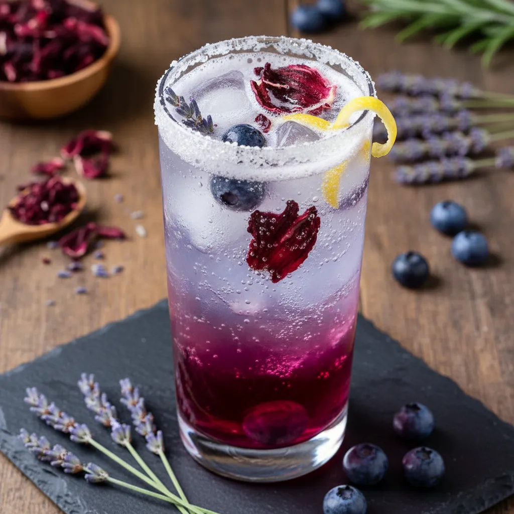 Blueberry Lavender Spritzer with Hibiscus Infusion