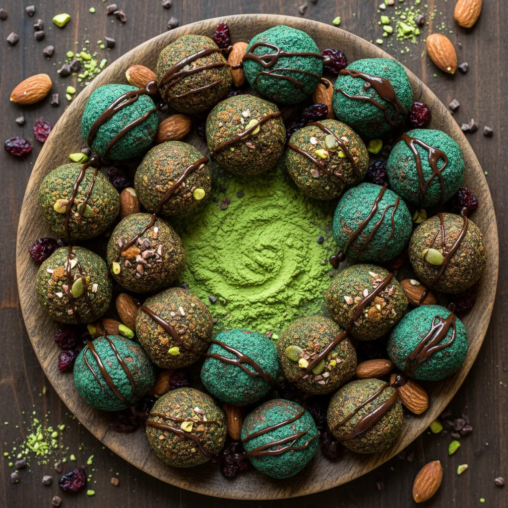Cacao-Infused Gingerbread Energy Bites with Spirulina Boost