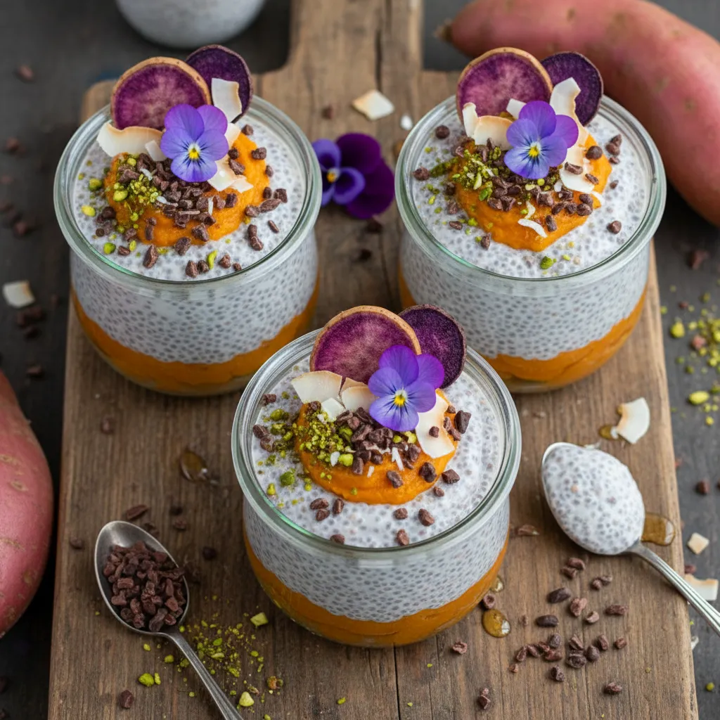 Cacao Nib Infused Sweet Potato Chia Cups