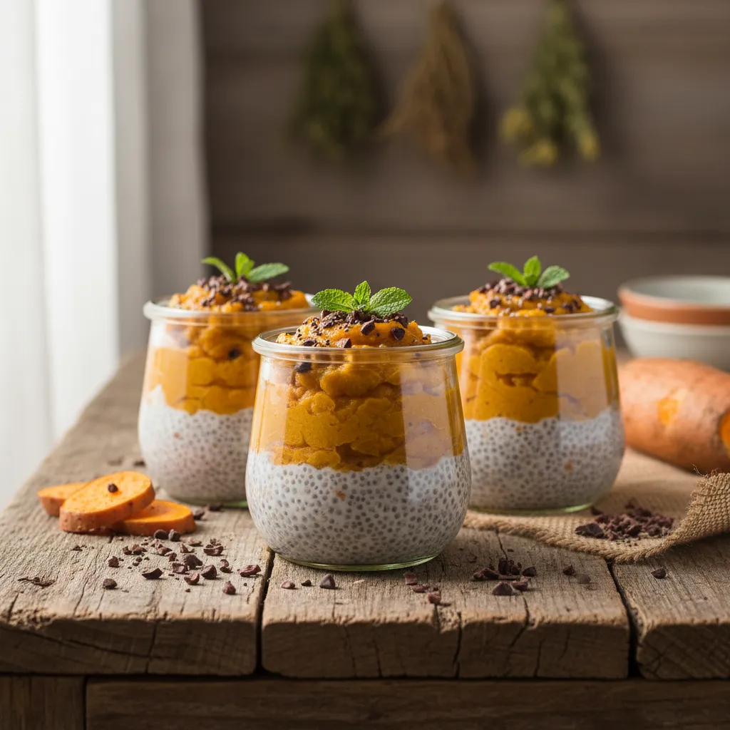 Cacao Nib Infused Sweet Potato Chia Cups