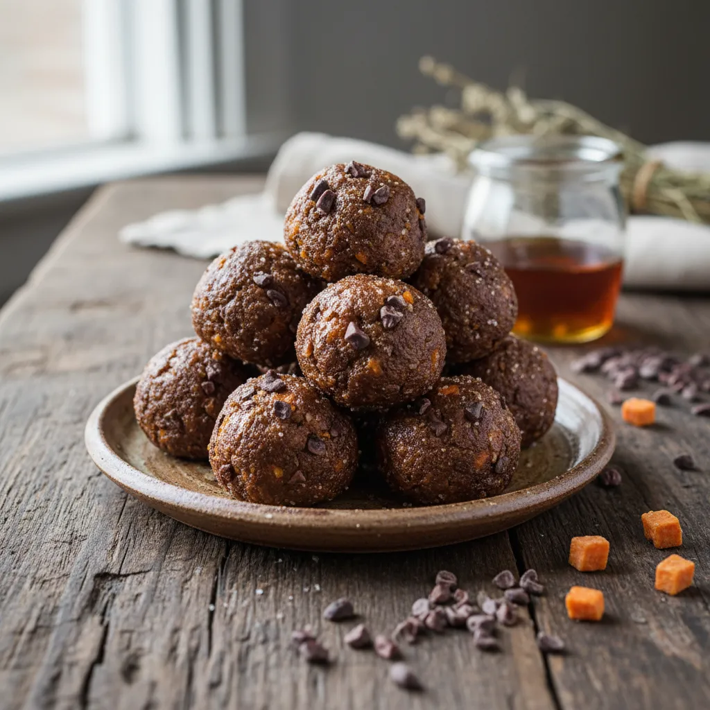 Cacao Nib Maple Sweet Potato Energy Bites