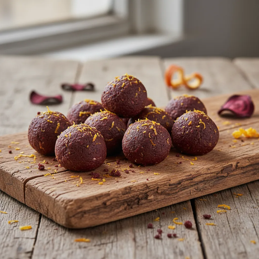 Cacao & Beetroot Bliss Bites with Citrus Zest