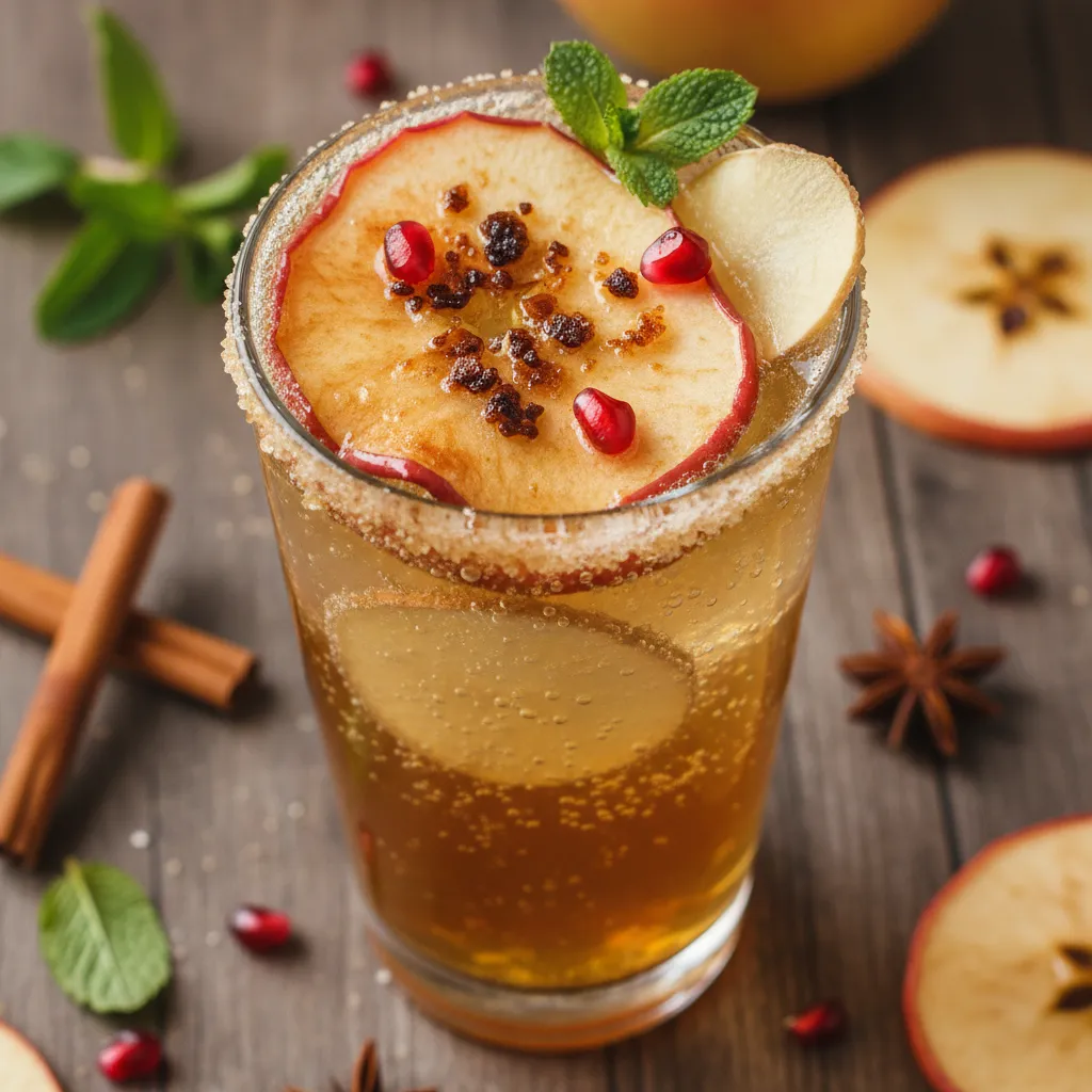 Caramelized Apple and Ginger Sparkling Mocktail