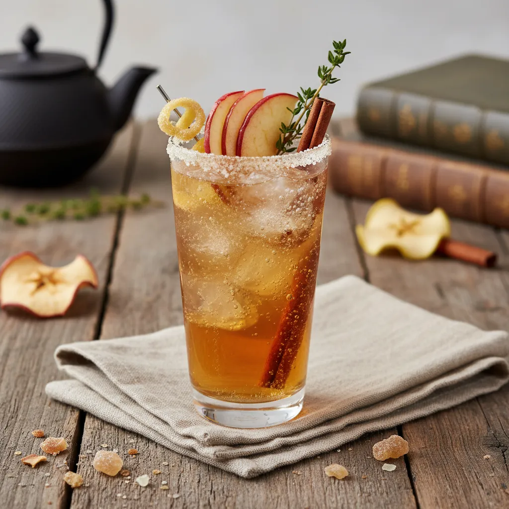 Caramelized Apple and Ginger Sparkling Mocktail