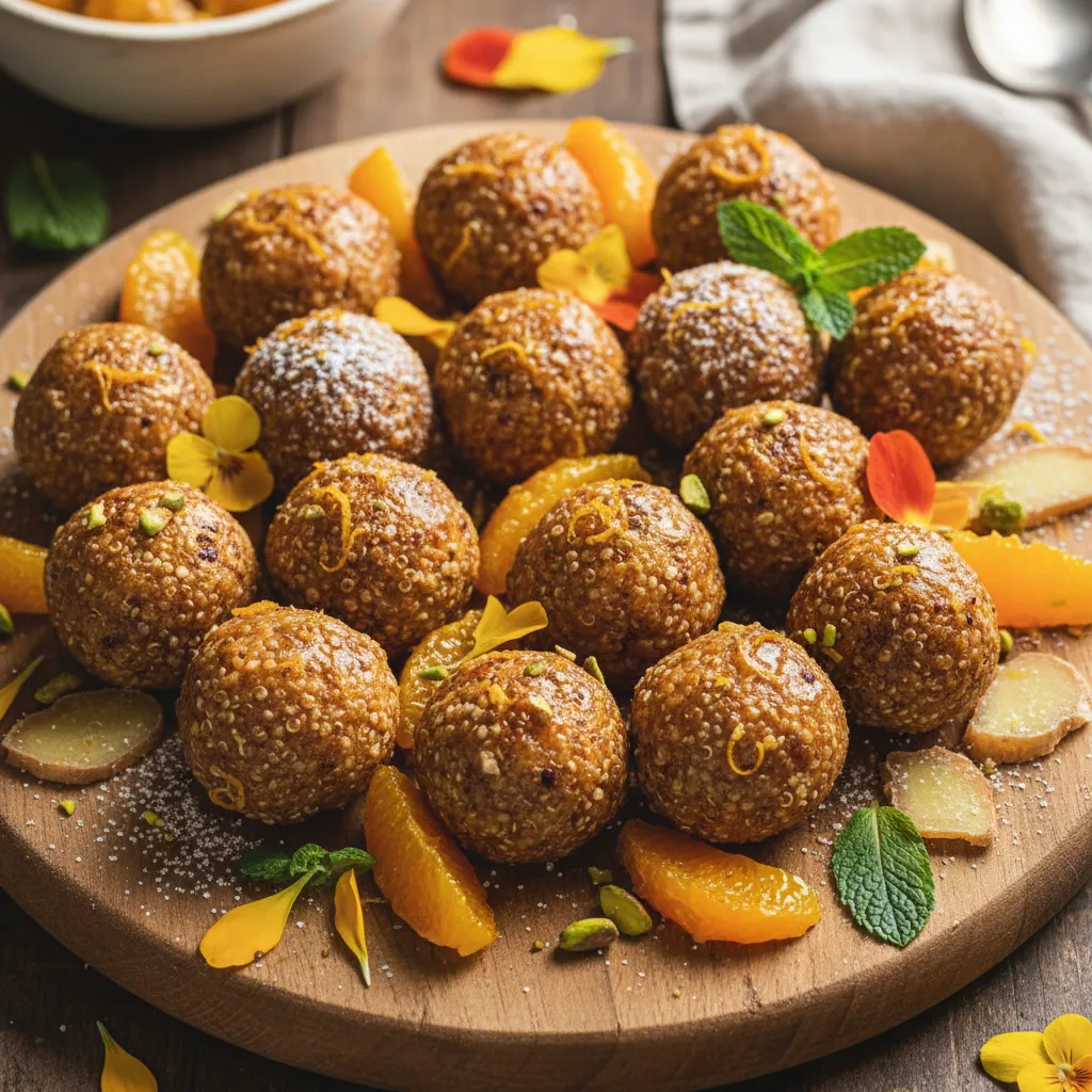 Caramelized Ginger Citrus Quinoa Bliss Balls