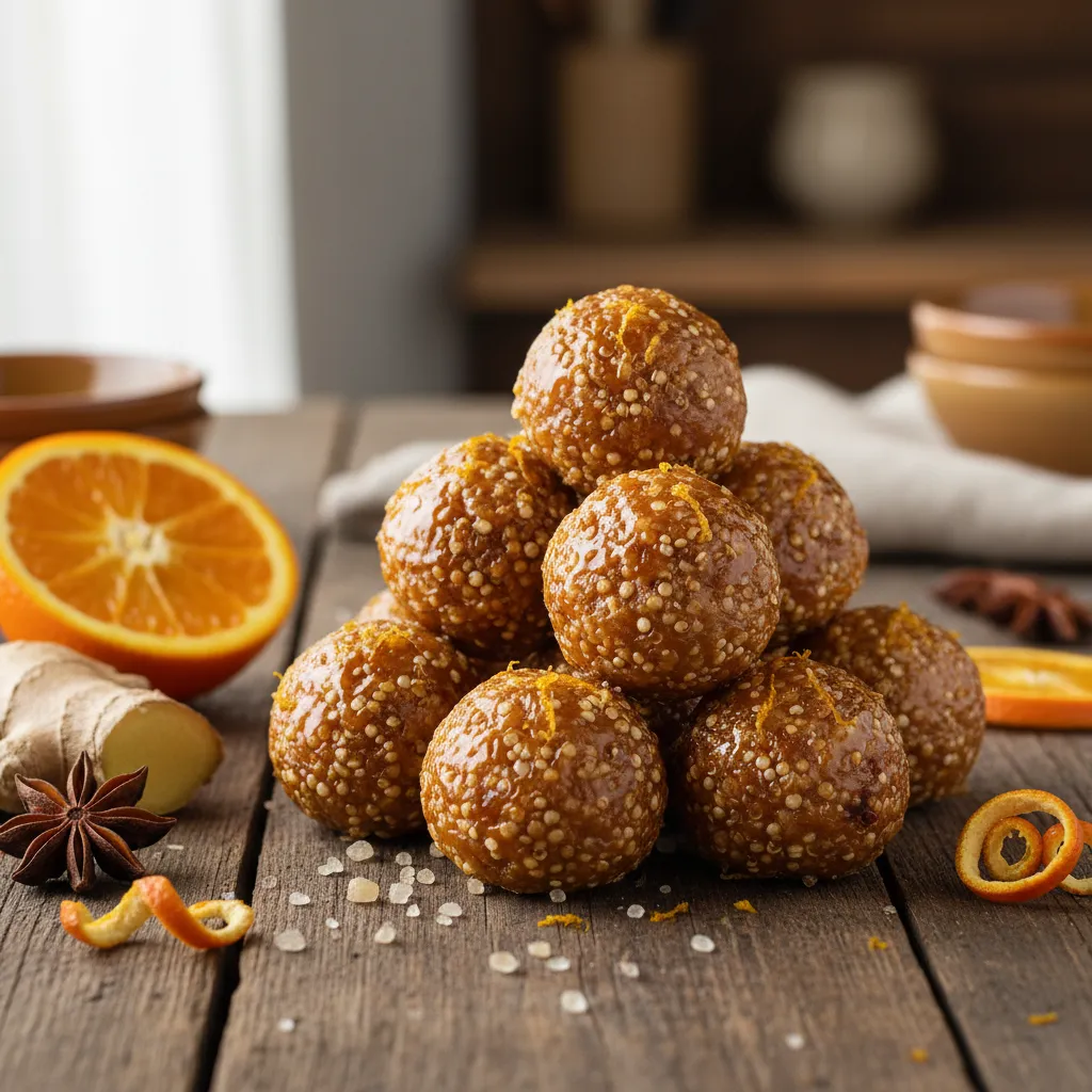 Caramelized Ginger Citrus Quinoa Bliss Balls