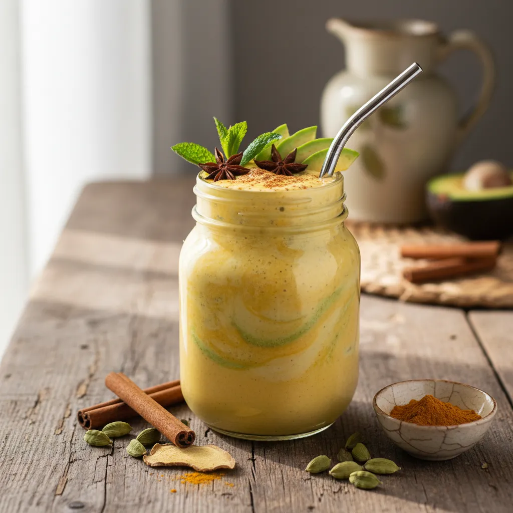 Chai-Spiced Golden Milk Smoothie with a Twist of Avocado