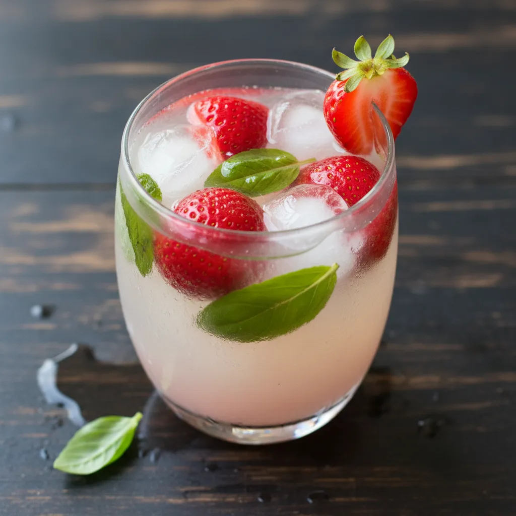 Chilled Strawberry Basil Infusion with Coconut Water