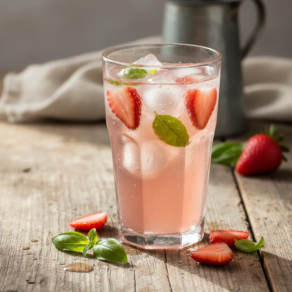 Chilled Strawberry Basil Infusion with Coconut Water