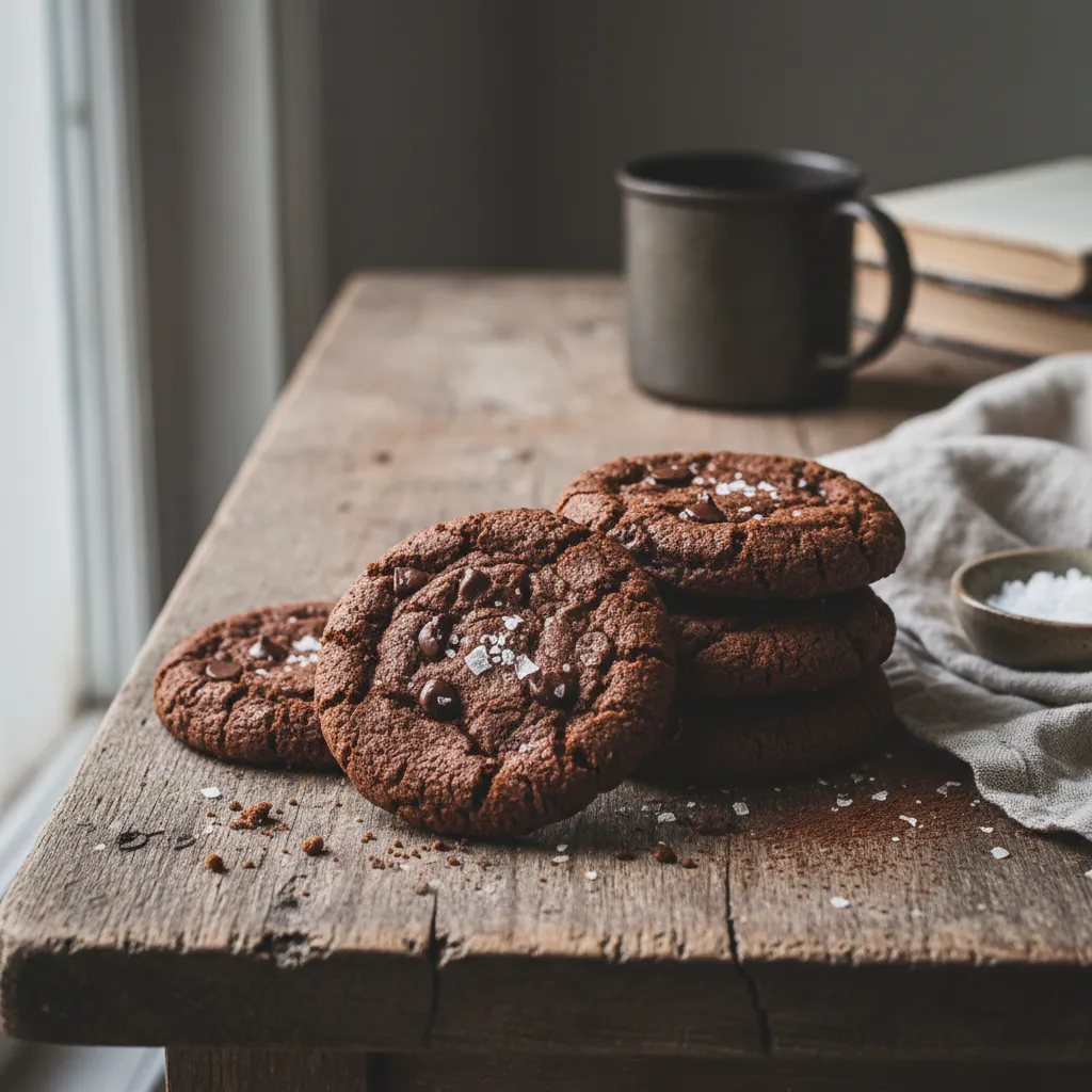 Choco-Chickpea Flour Protein Cookies with Sea Salt