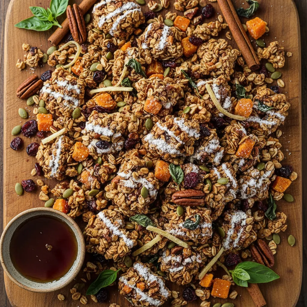 Cinnamon-Basil Pumpkin Spice Energy Granola Clusters