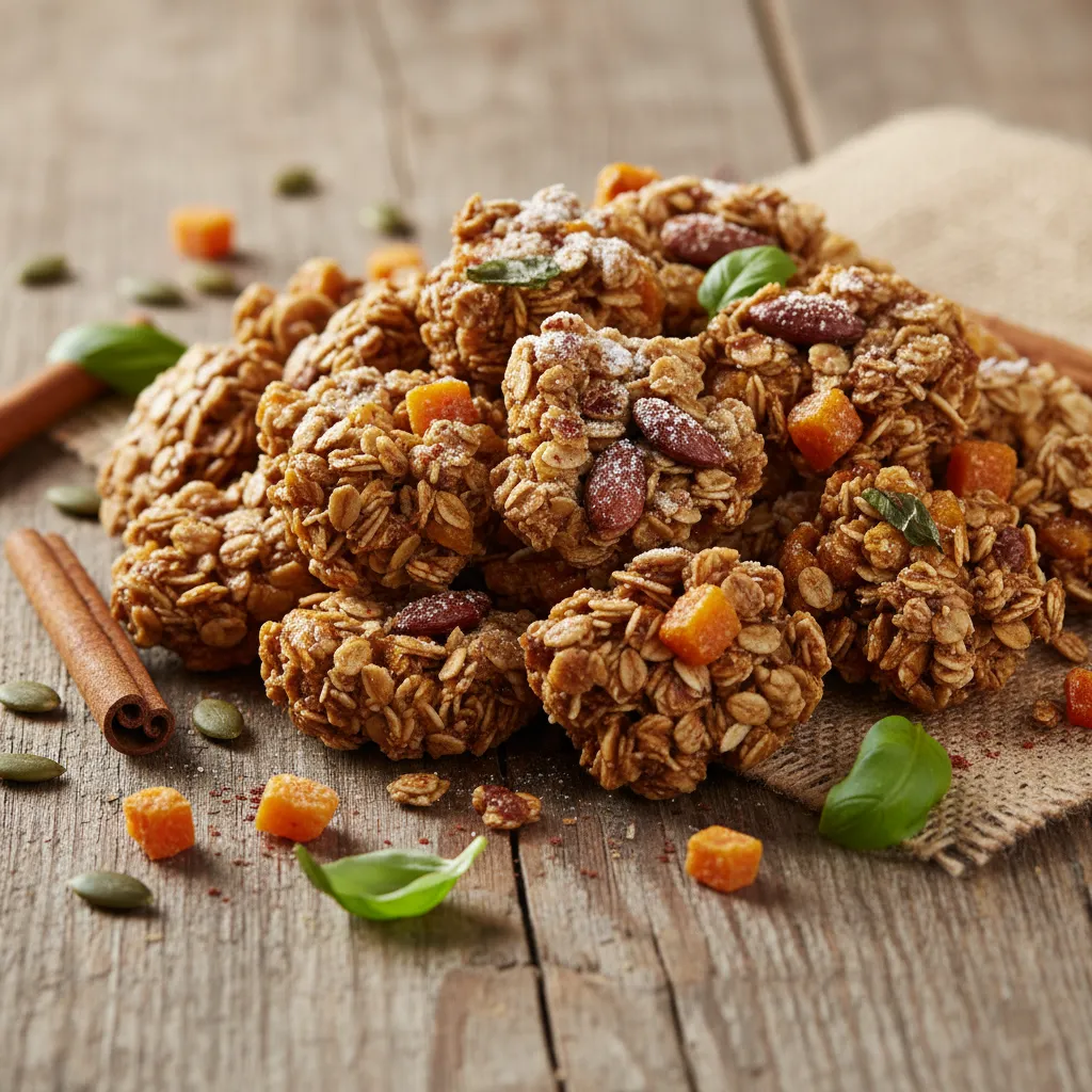 Cinnamon-Basil Pumpkin Spice Energy Granola Clusters