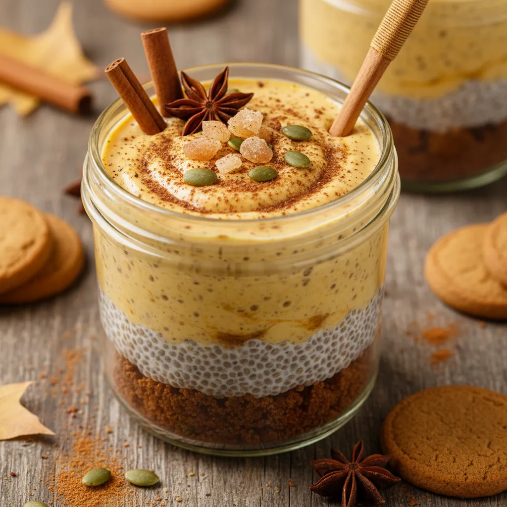 Cinnamon-Infused Pumpkin Spice Chia Pudding with Ginger Snap Crust