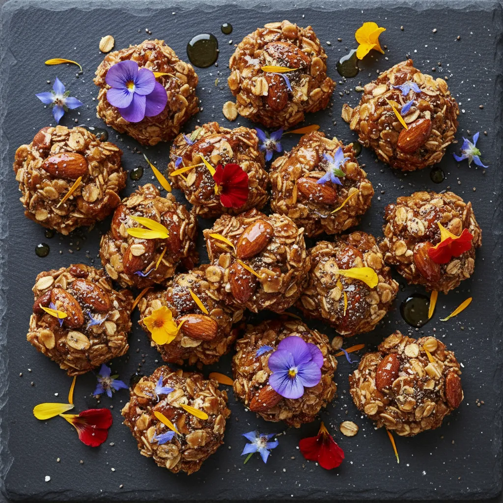 Cinnamon-Maple Almond Chia Energy Clusters With Edible Flowers