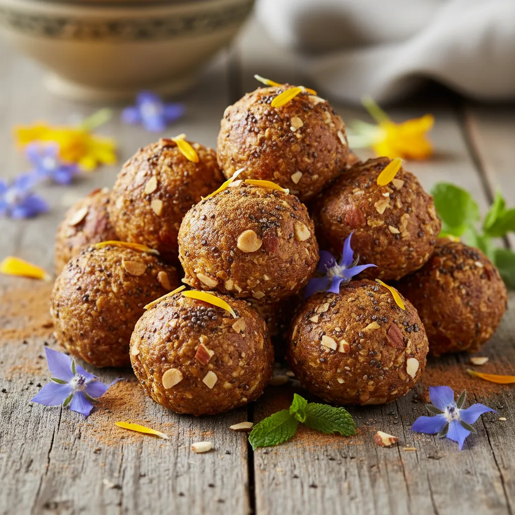 Cinnamon-Maple Almond Chia Energy Clusters With Edible Flowers