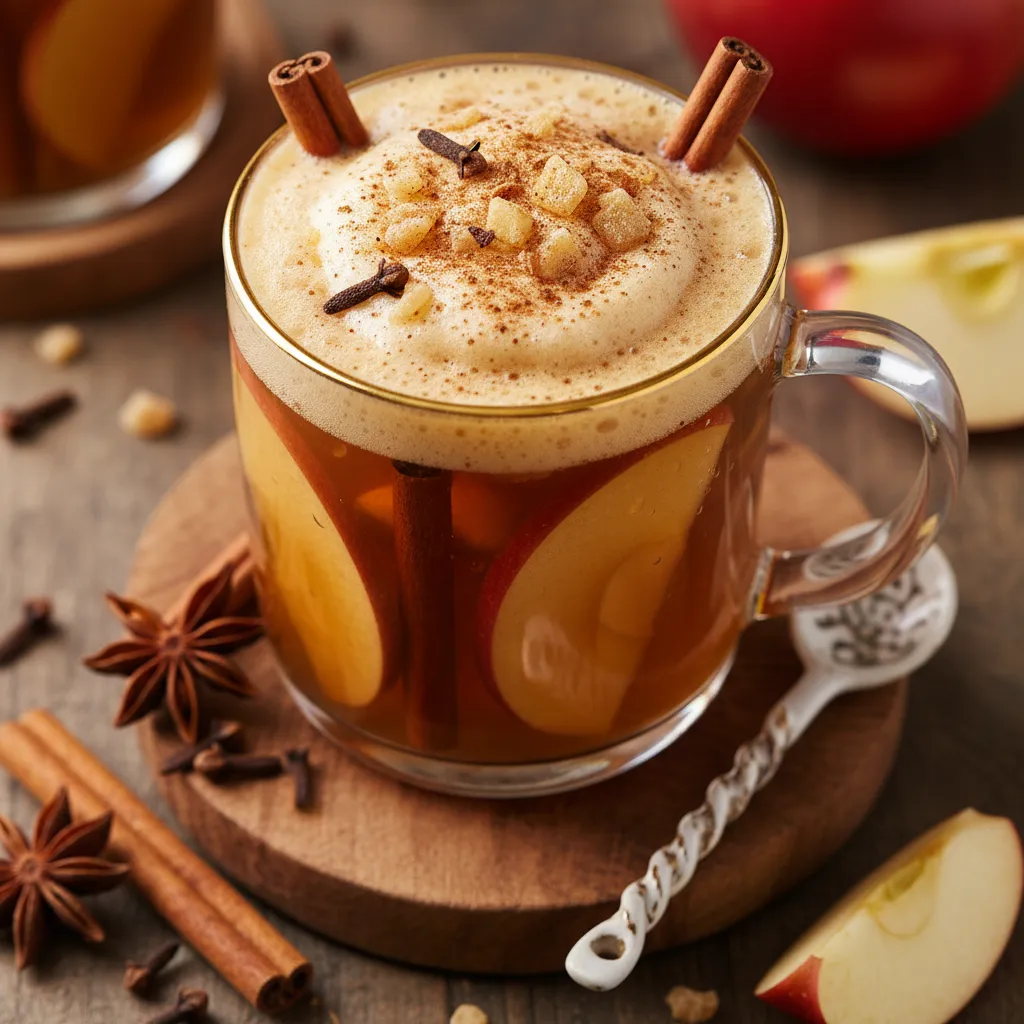 Cinnamon-Spiced Apple Chai Infusion with Ginger Foam