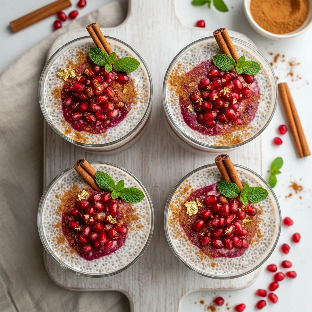 Cinnamon-Spiced Pomegranate Chia Pudding Cups