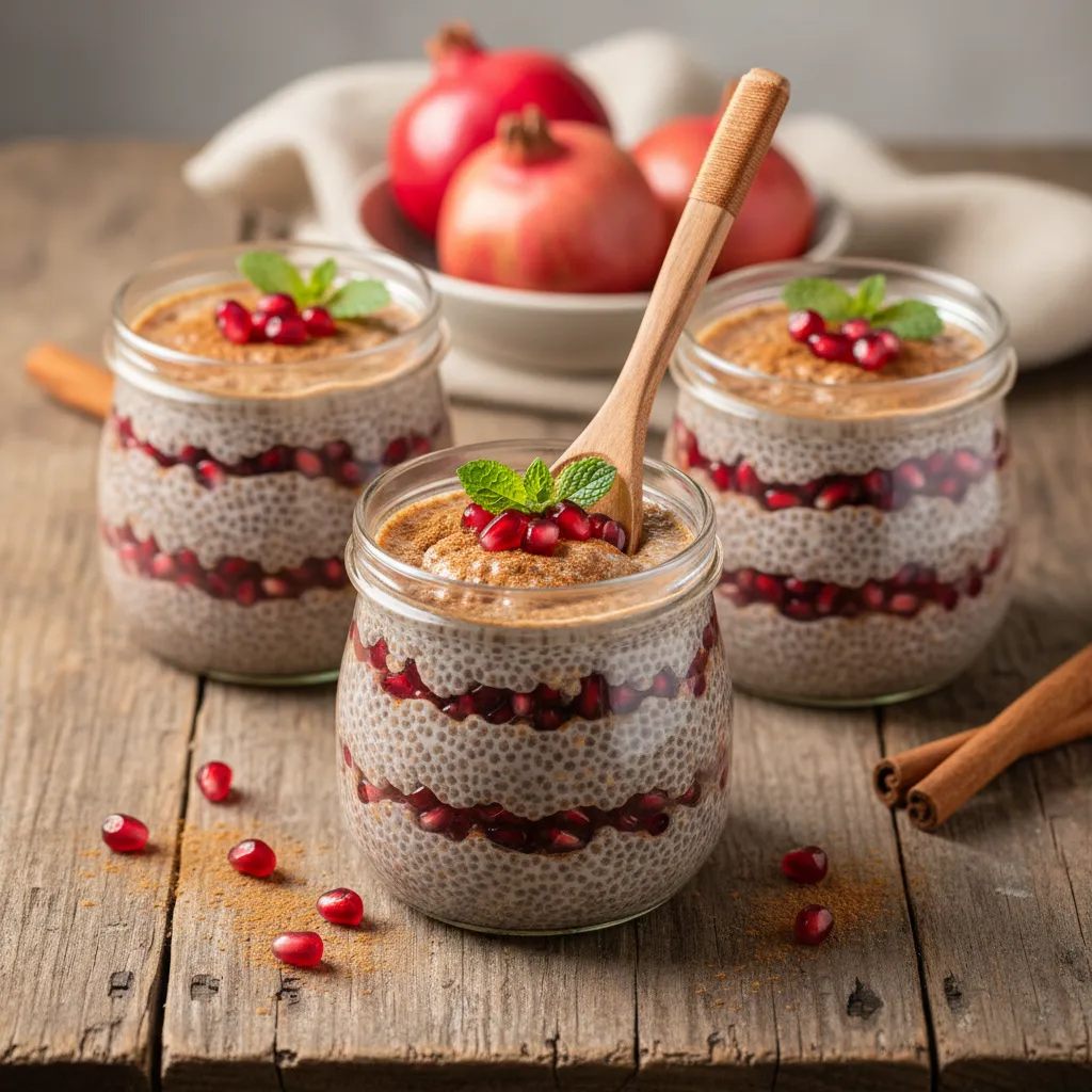 Cinnamon-Spiced Pomegranate Chia Pudding Cups