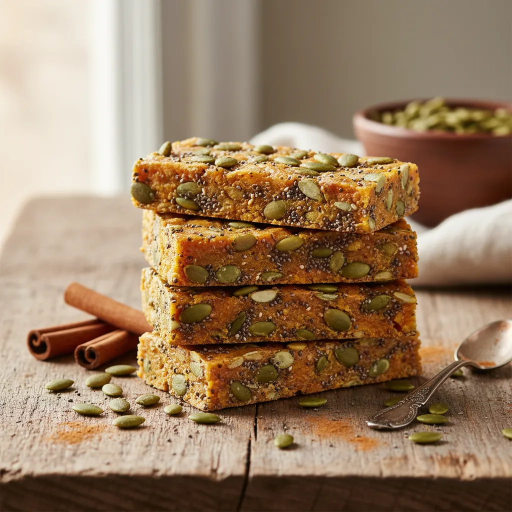 Cinnamon-Spiced Sweet Potato Chia Energy Bars with Pumpkin Seeds