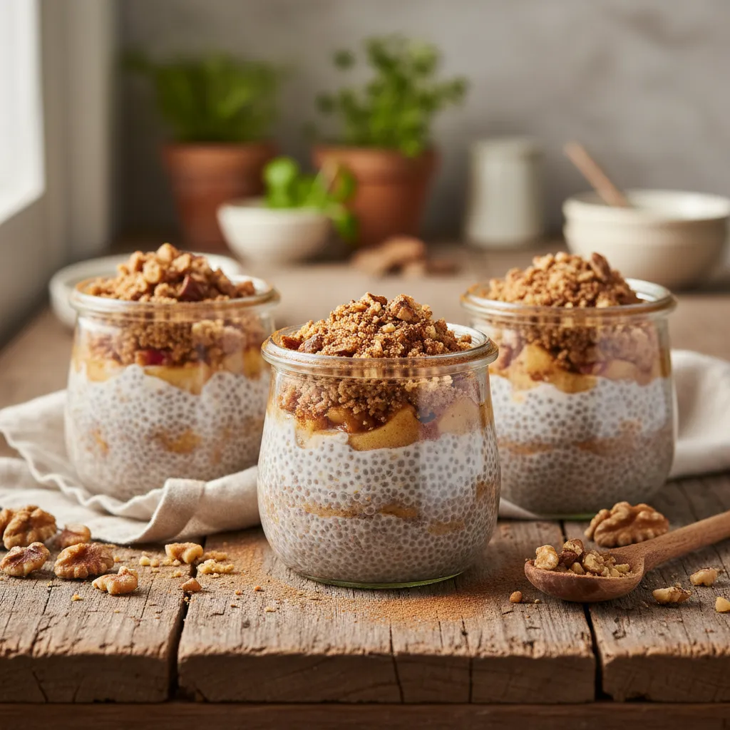 Cinnamon Apple Chia Pudding Cups with Walnut Crunch