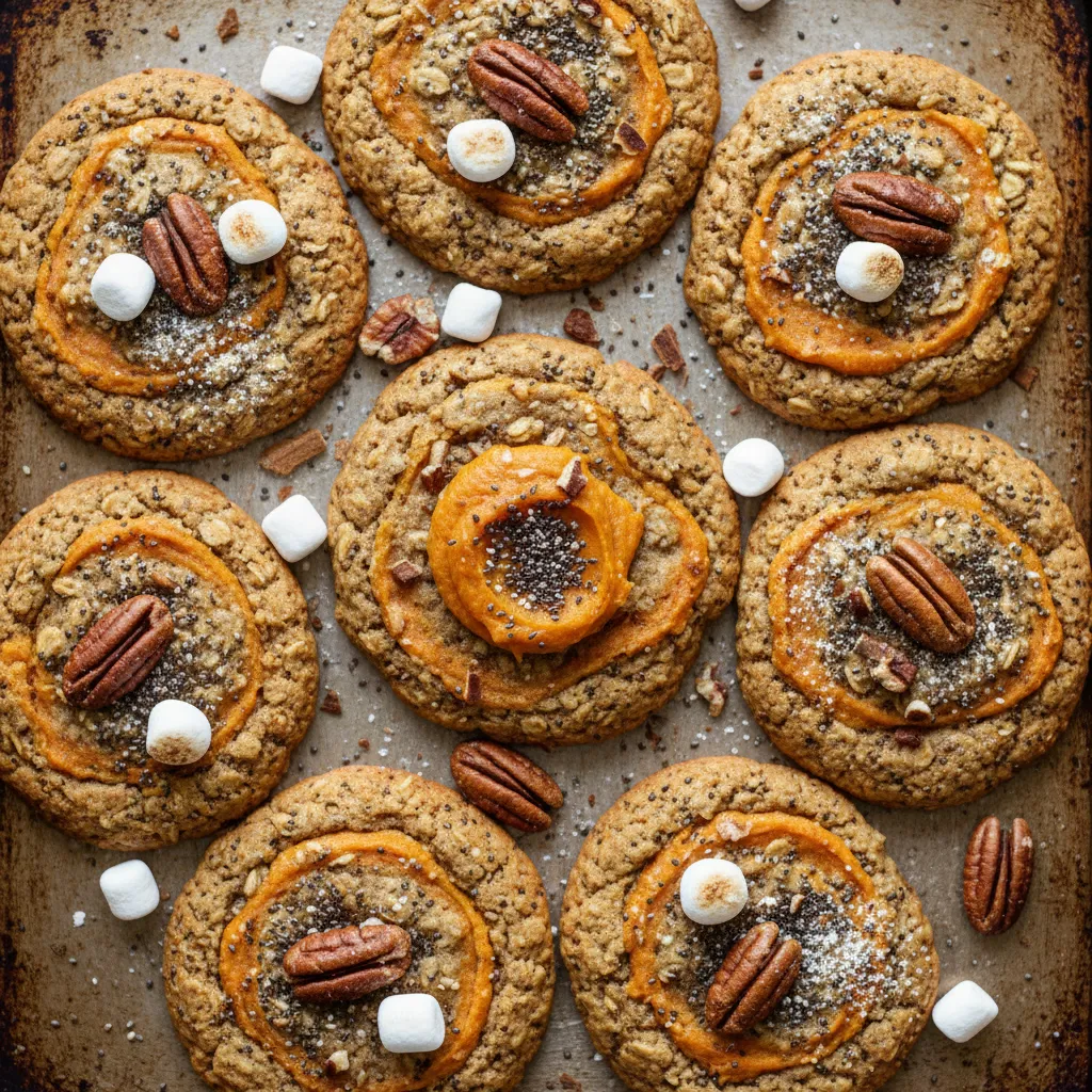 Cinnamon Chia Oatmeal Cookies with Sweet Potato Swirl