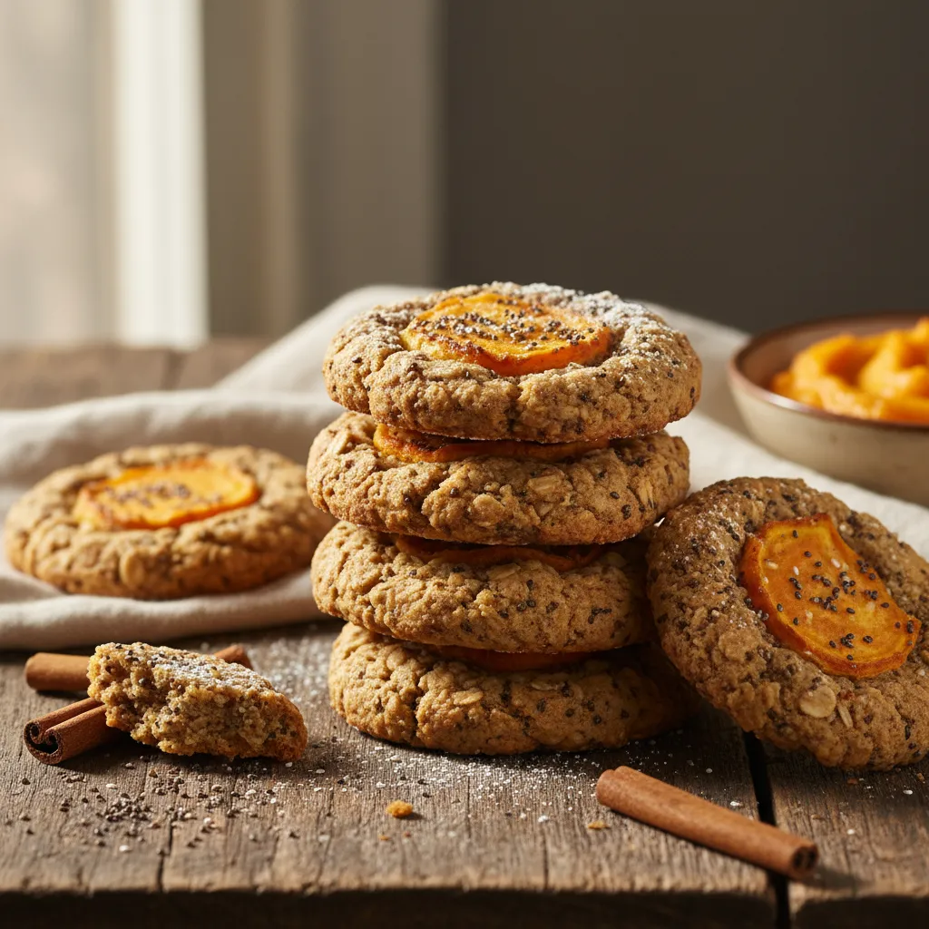 Cinnamon Chia Oatmeal Cookies with Sweet Potato Swirl