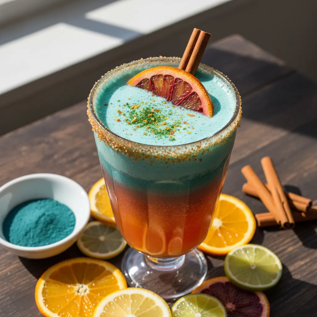 Cinnamon Citrus Sparkler with Spirulina Boost