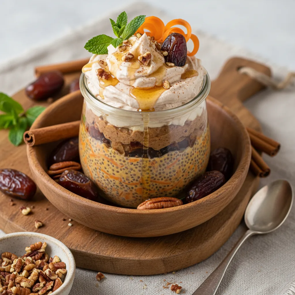 Cinnamon Date and Carrot Chia Pudding with Maple Whip