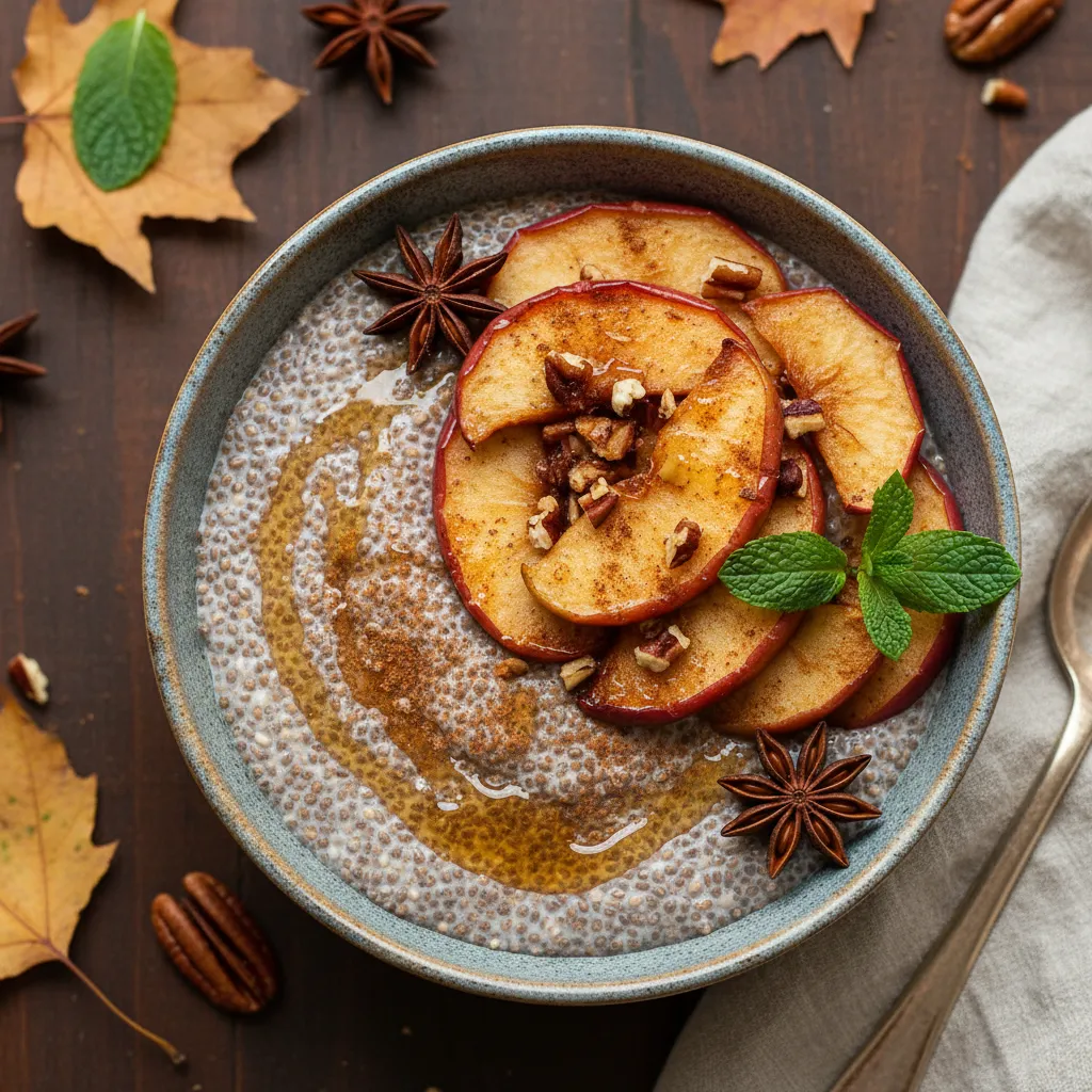 Cinnamon Maple Chia Pudding with Roasted Apples