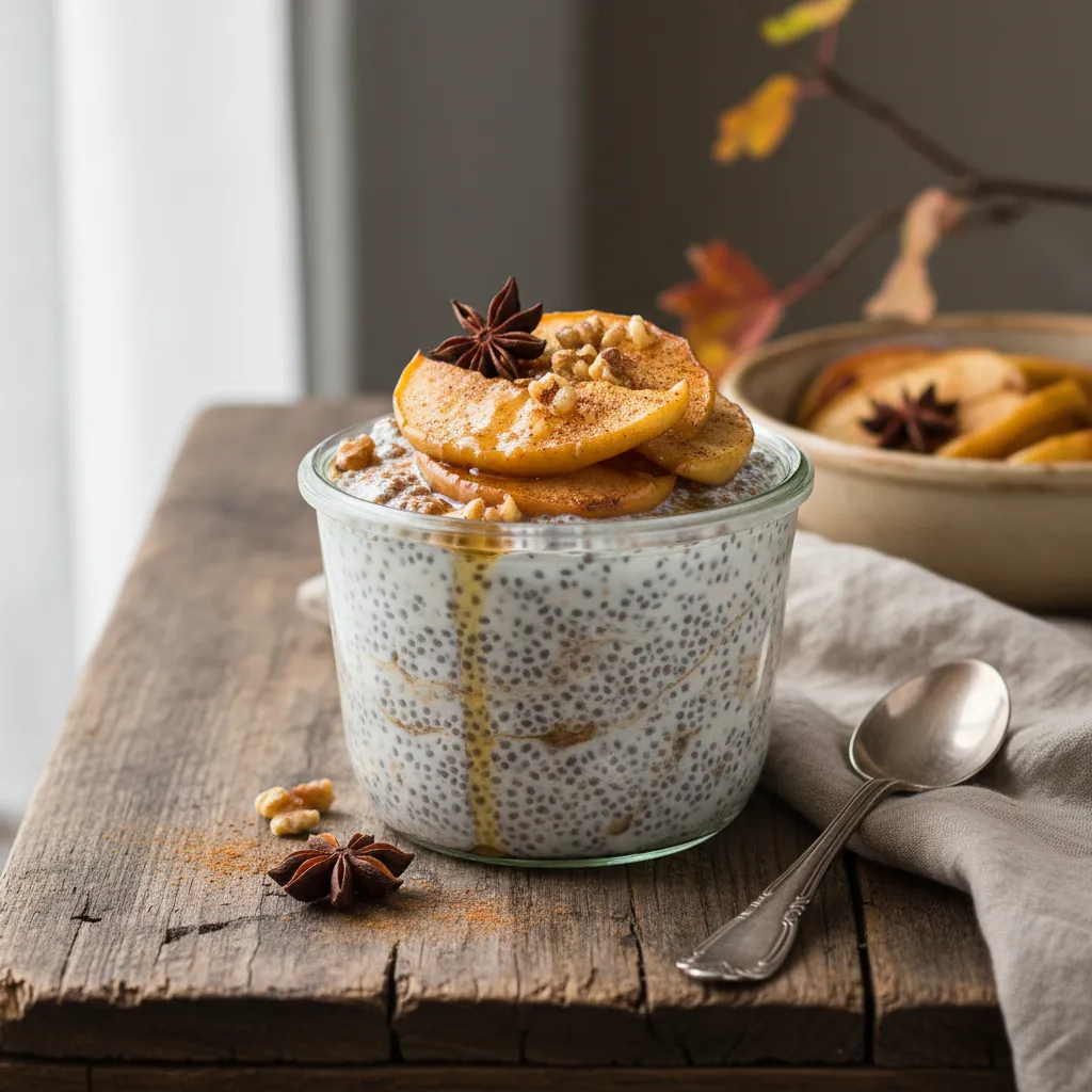 Cinnamon Maple Chia Pudding with Roasted Apples