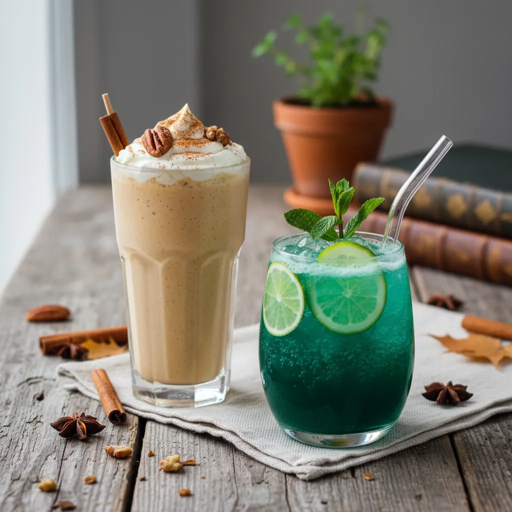 Cinnamon Maple Sweet Potato and Spirulina Fizz