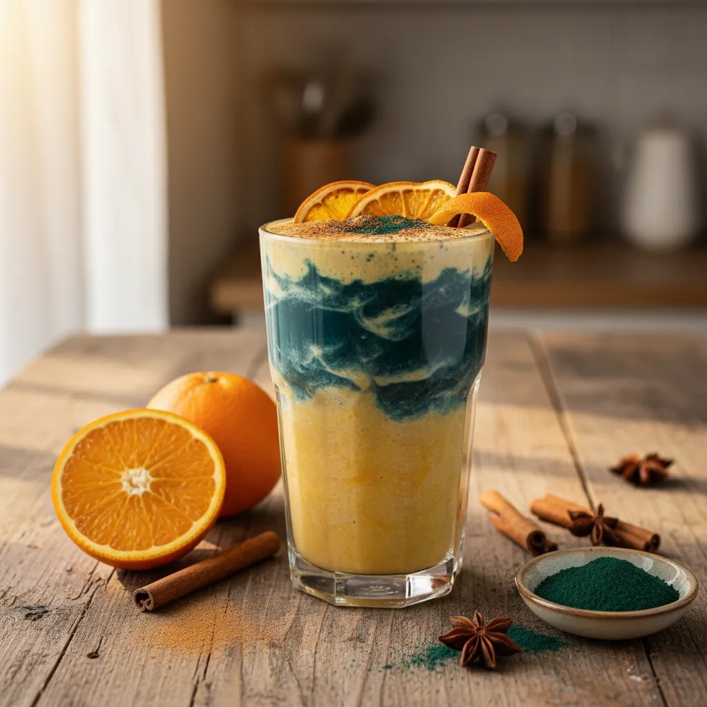 Cinnamon Orange Winter Citrus Smoothie with Spirulina Boost