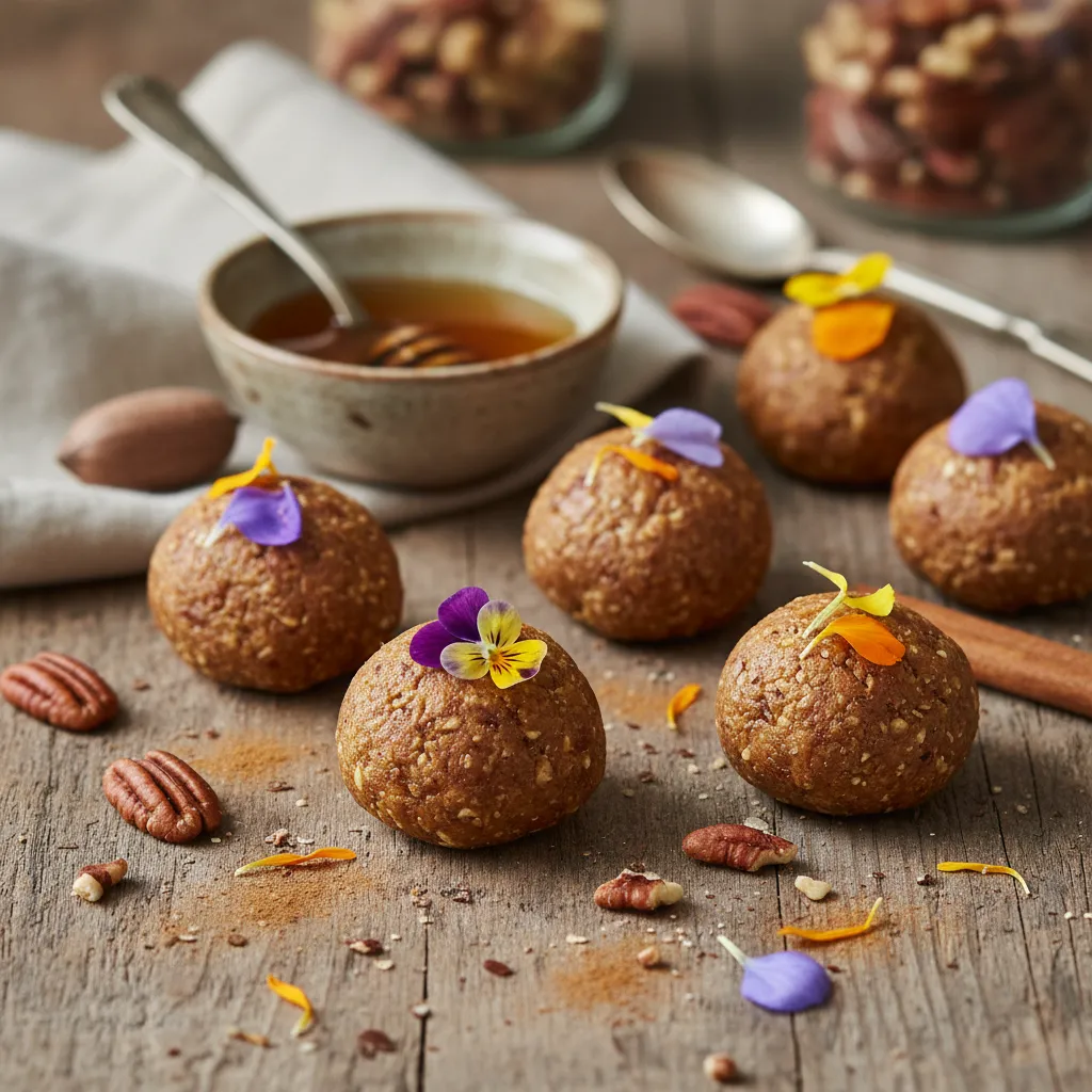 Cinnamon Pecan Edible Flower Energy Bites