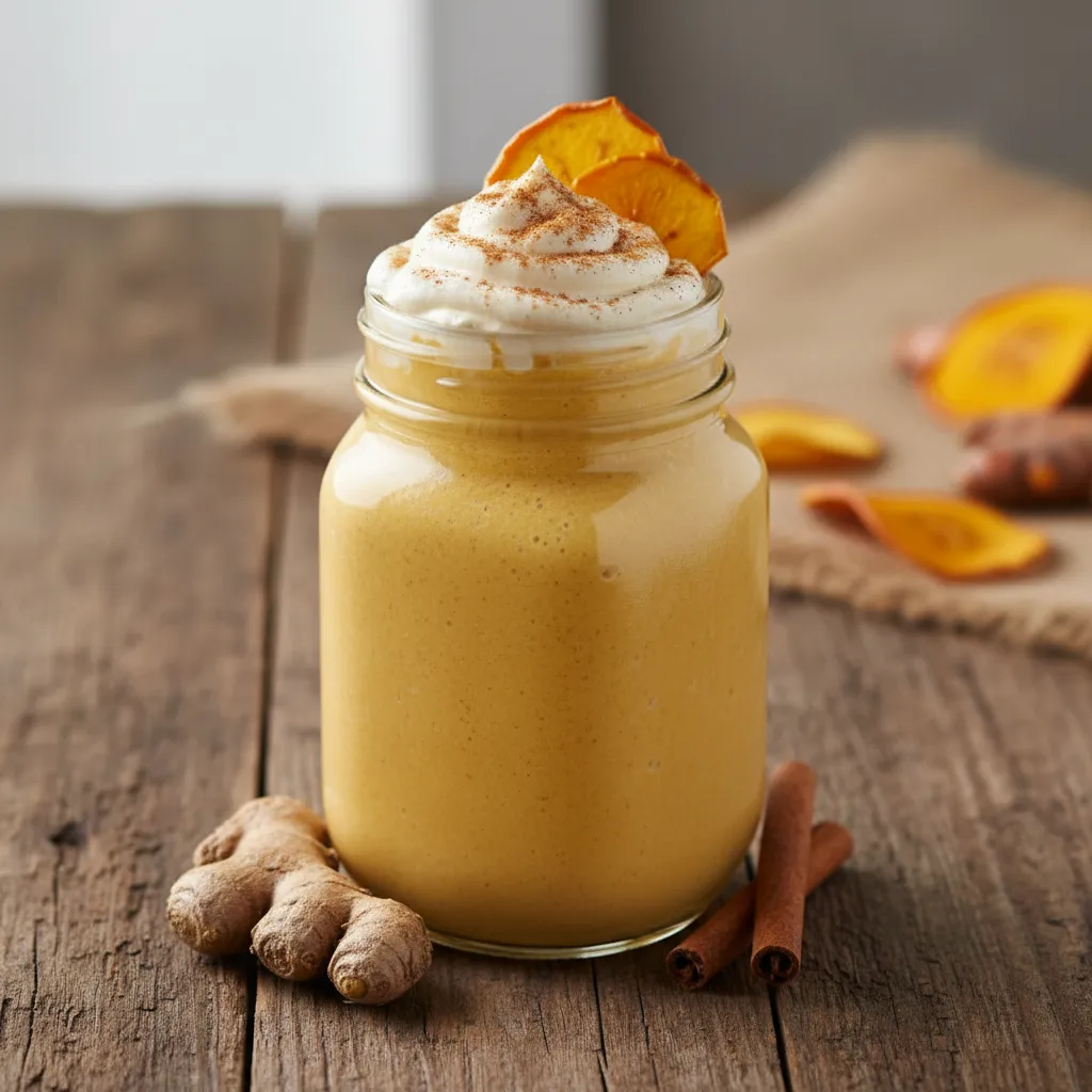 Cinnamon Persimmon Turmeric Smoothie with Ginger Whip