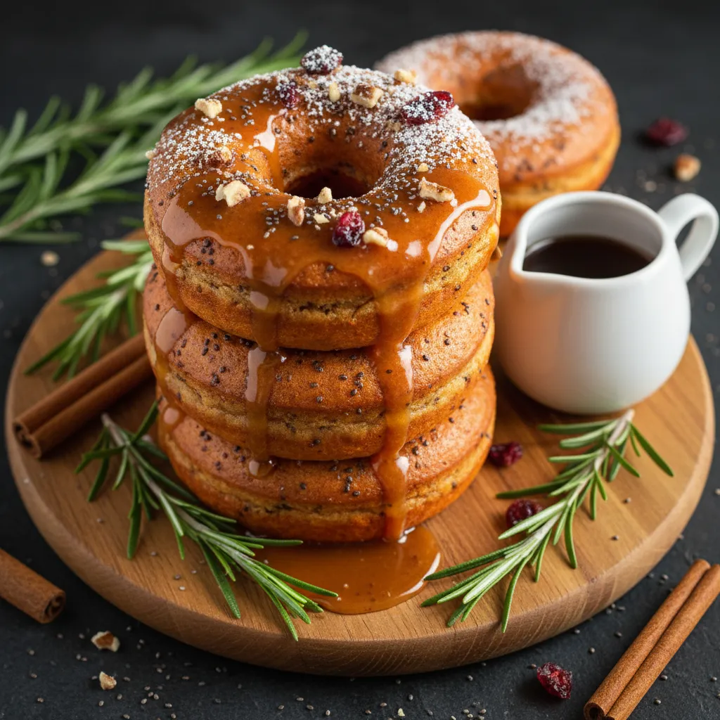 Cinnamon Spiced Sweet Potato Chia Donuts with Maple Drizzle