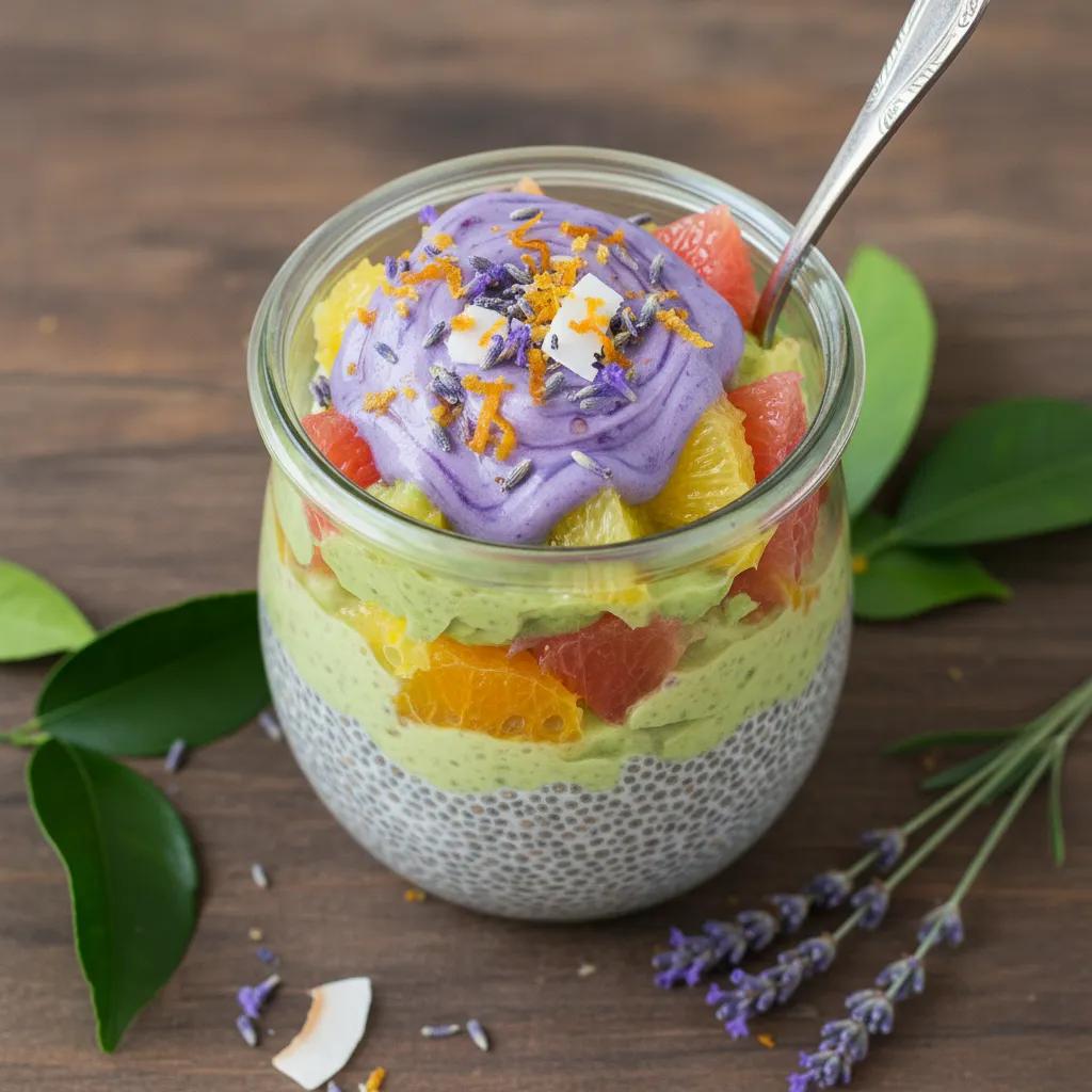 Citrus-Inspired Avocado Chia Pudding with Lavender Drizzle
