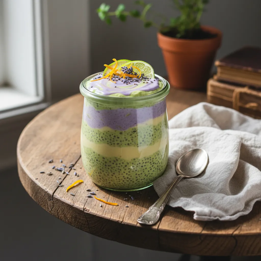 Citrus-Inspired Avocado Chia Pudding with Lavender Drizzle