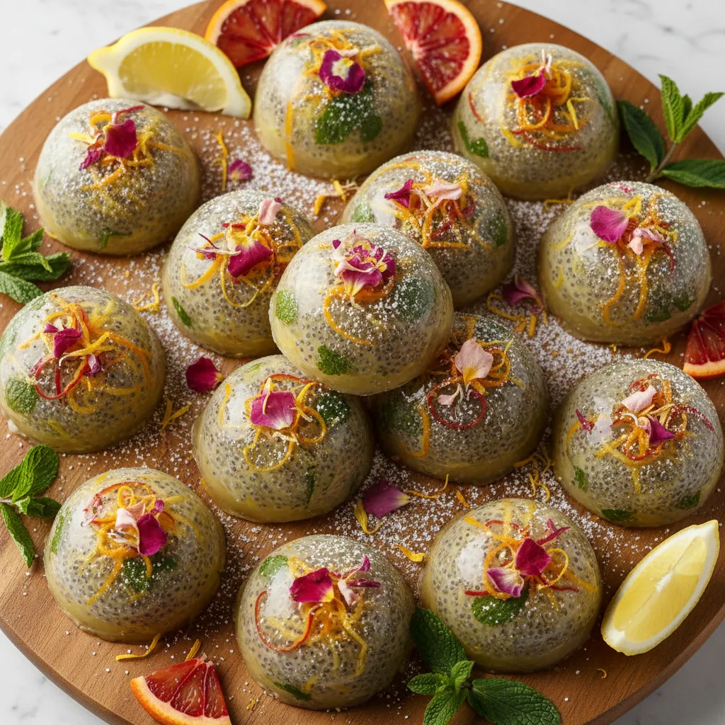 Citrus-Mint Chia Blossom Bites