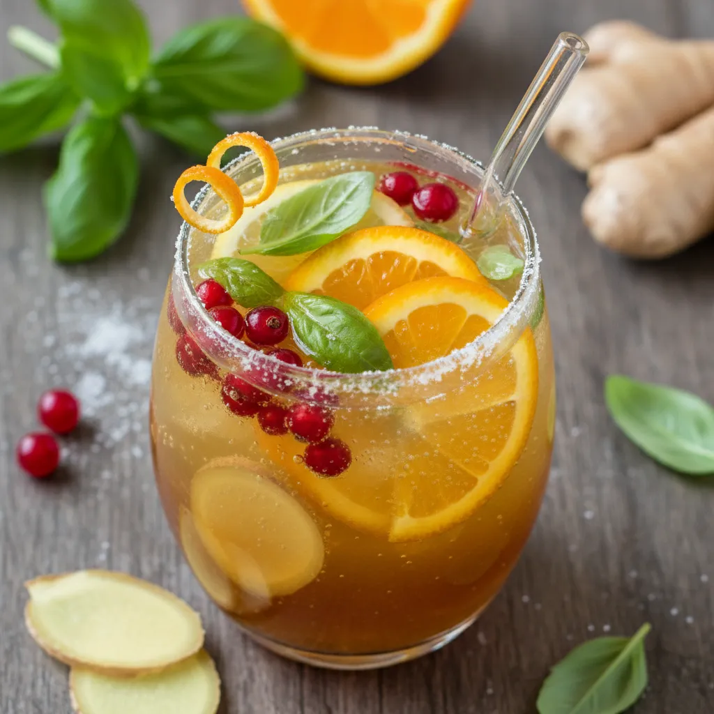 Citrus Basil Sparkler with Ginger Infusion